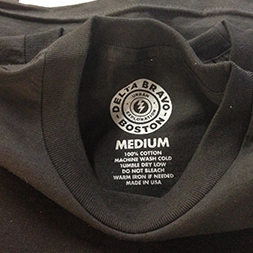 relabelled neck tag for a clothing line