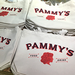Heavy duty custom totes for Pammys Cambridge